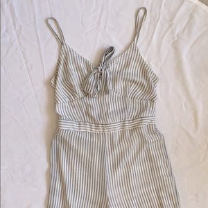 Blue and white striped romper